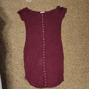Bozzolo Burgundy Button-Down Dress